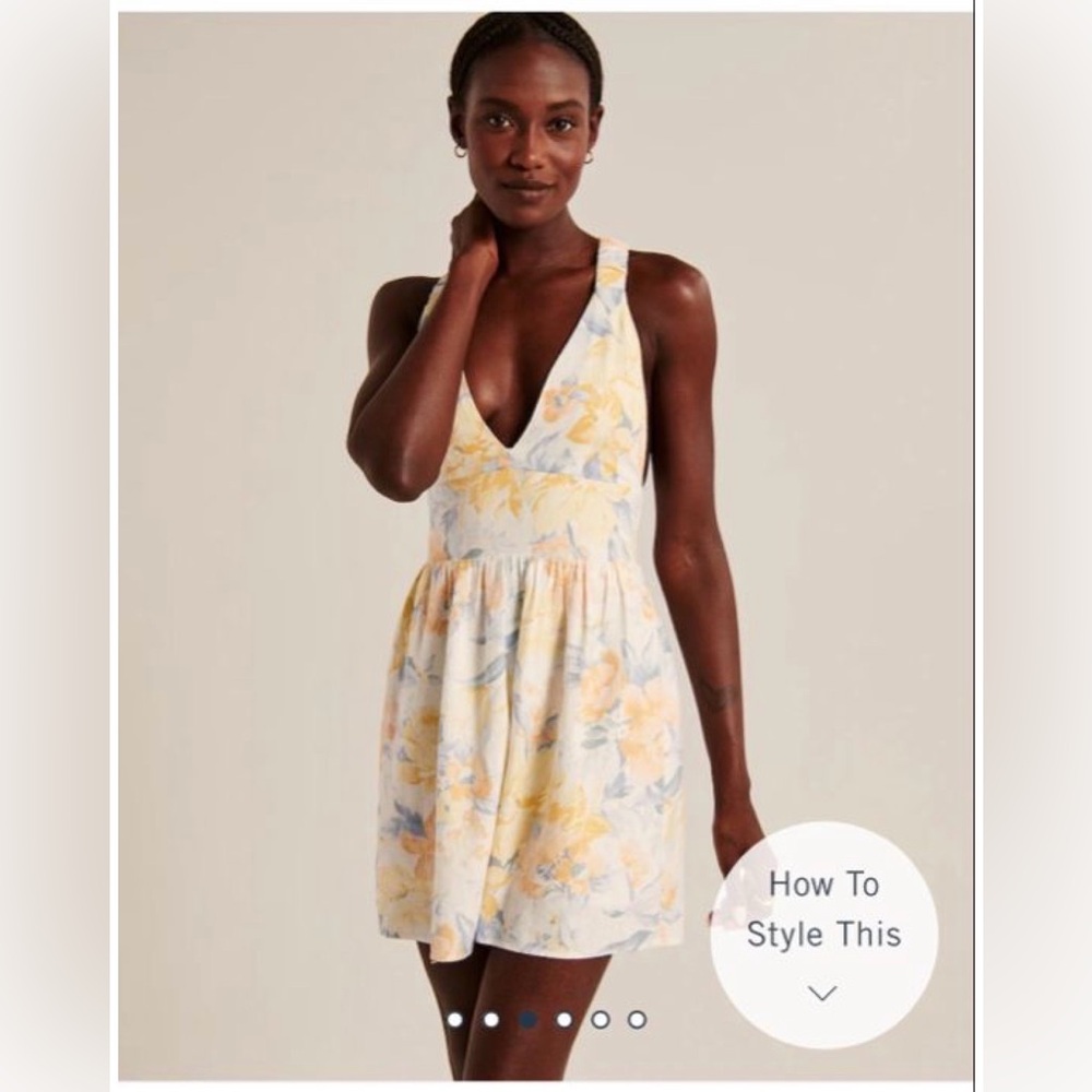 Floral Sleeveless Dress - Yellow and White
